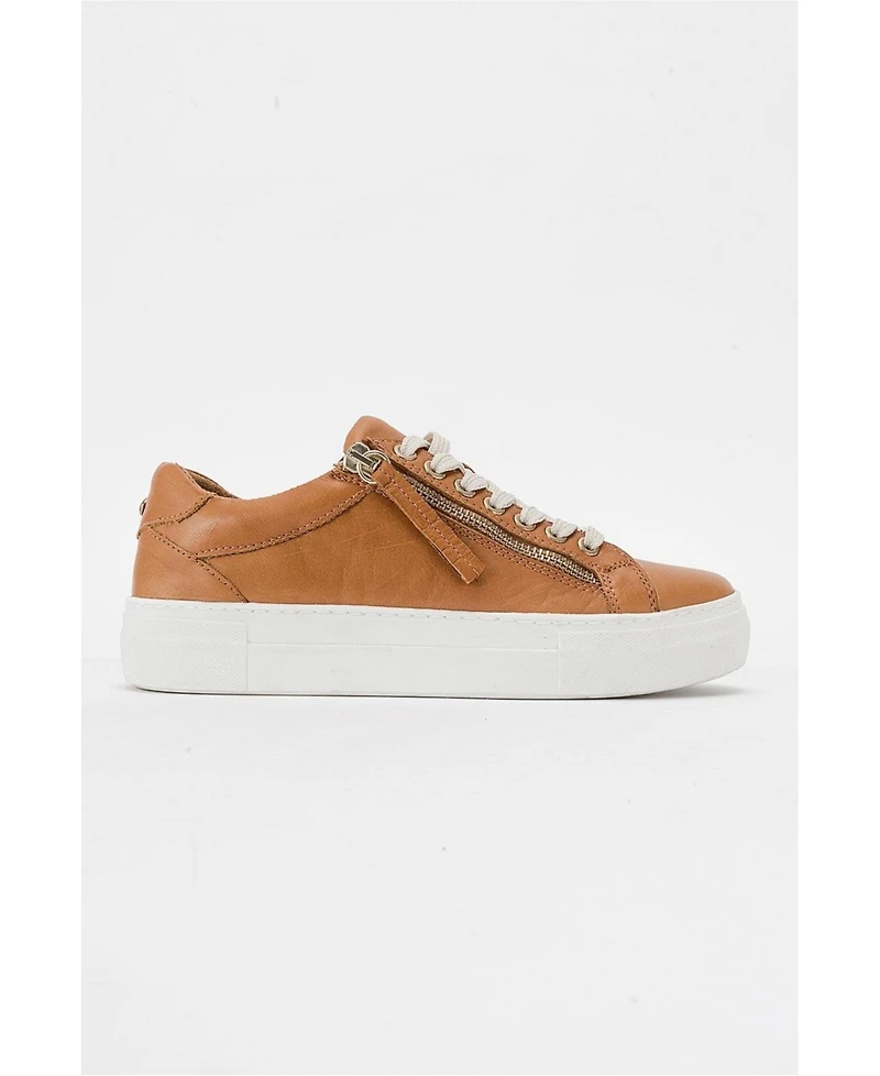 Forever & Always Shoes Women's Beryl Leather Zip Sneaker