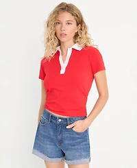 Good American Women's Cotton-Blend Short-Sleeve Polo Shirt
