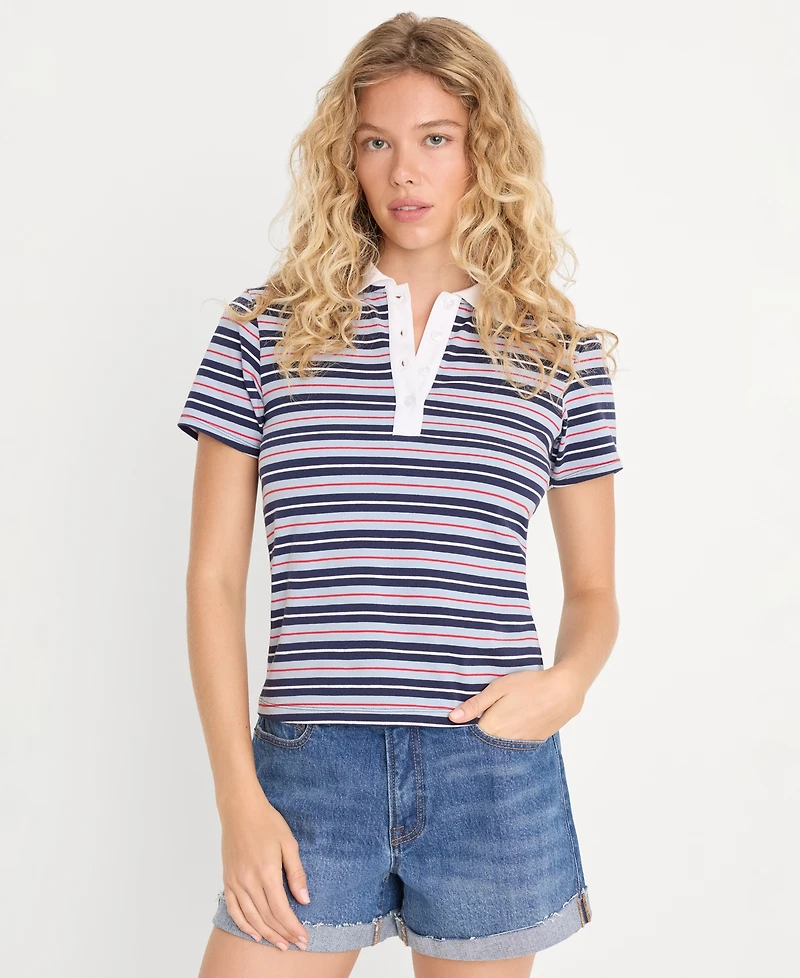 Good American Women's Cotton-Blend Short-Sleeve Polo Shirt