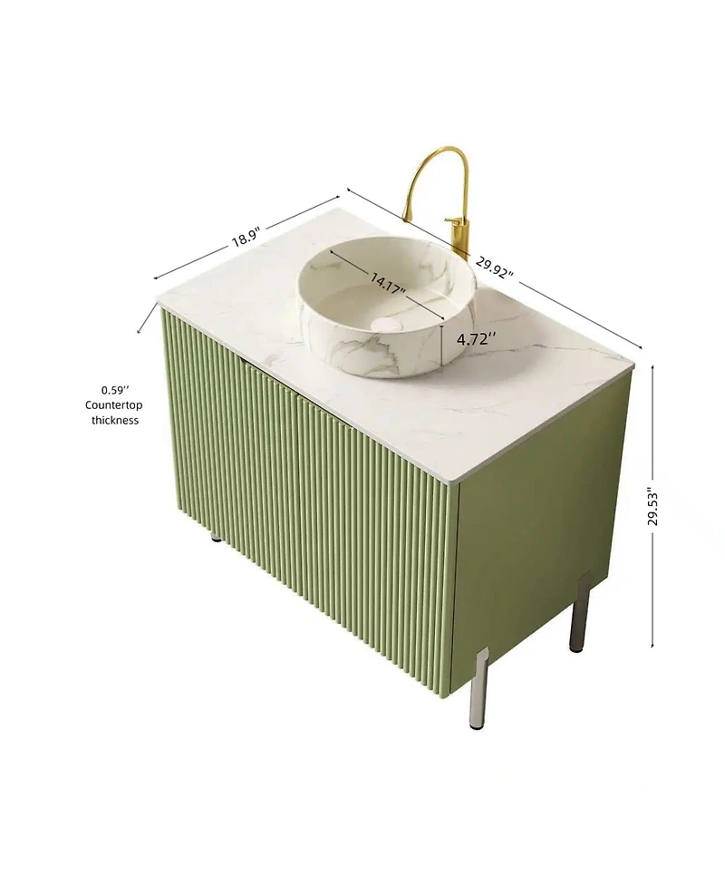 Sillysis Modern Bathroom Vanity with Vessel Sink, Soft Close Doors, Scandinavian Storage Cabinet