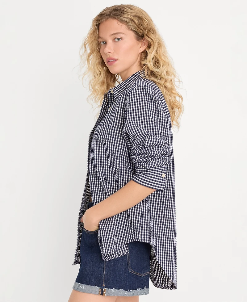 Good American Women's Cotton Seersucker Classic Shirt