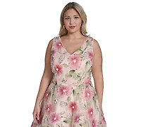 Eliza J Plus Polyester-Blend V-Neck Sleeveless Midi Dress