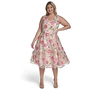 Eliza J Plus Polyester-Blend V-Neck Sleeveless Midi Dress