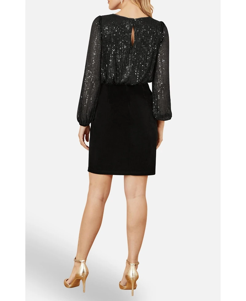 Yumi Women's Sequin And Velvet Mini Dress