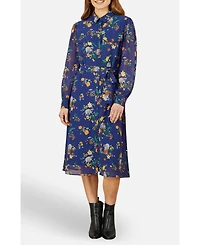 Yumi Women's Raccoon Print Shirt Midi Dress