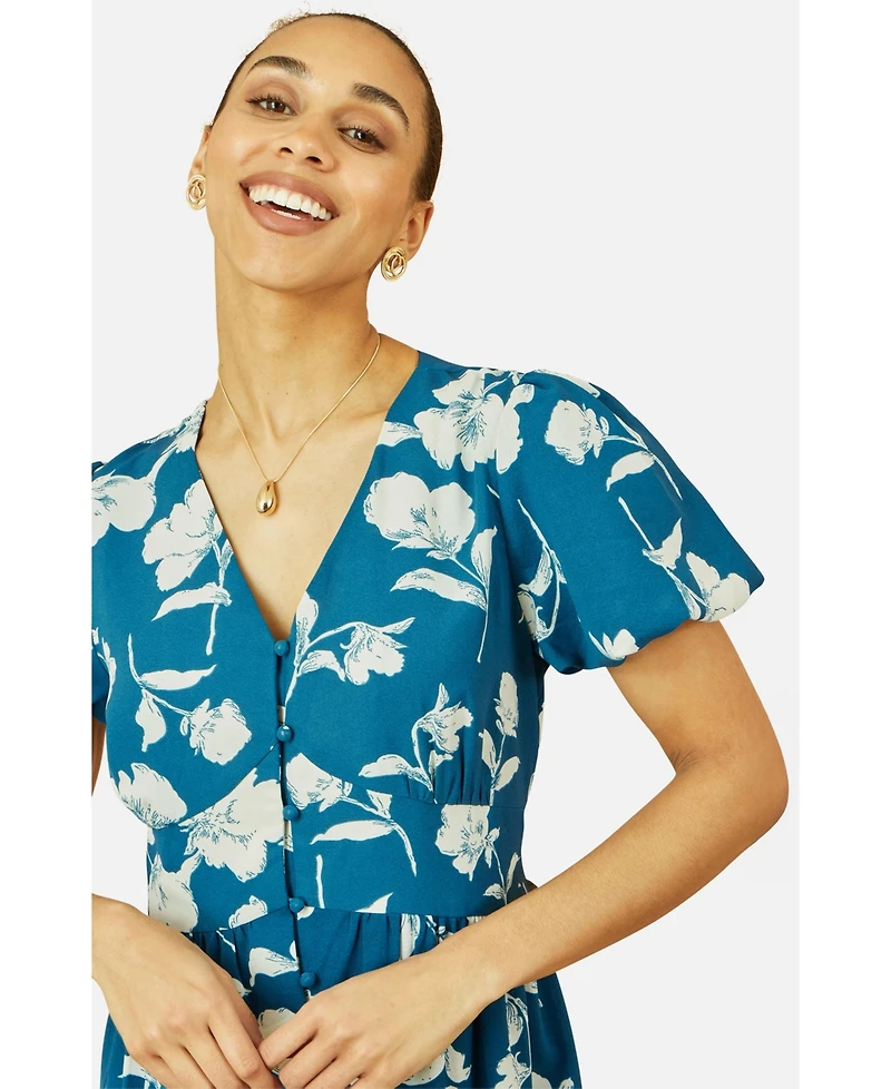 Yumi Women's Floral Button Down Midi Dress