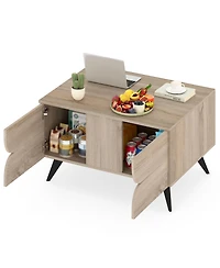 Sugift Farmhouse Accent Modern Coffee Table with Storage for Living Room Bedroom