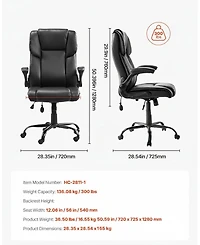 Gouun Ergonomic Executive Chair with Flip-Up Arms and Lumbar Pillow, 300 lb Capacity, Pu Leather