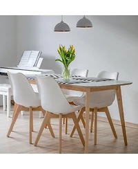Gouun Mid-Century Modern Dining Chairs Set of 4 with Pu Cushion and Beech Wood Legs, 21.5x19x33 in