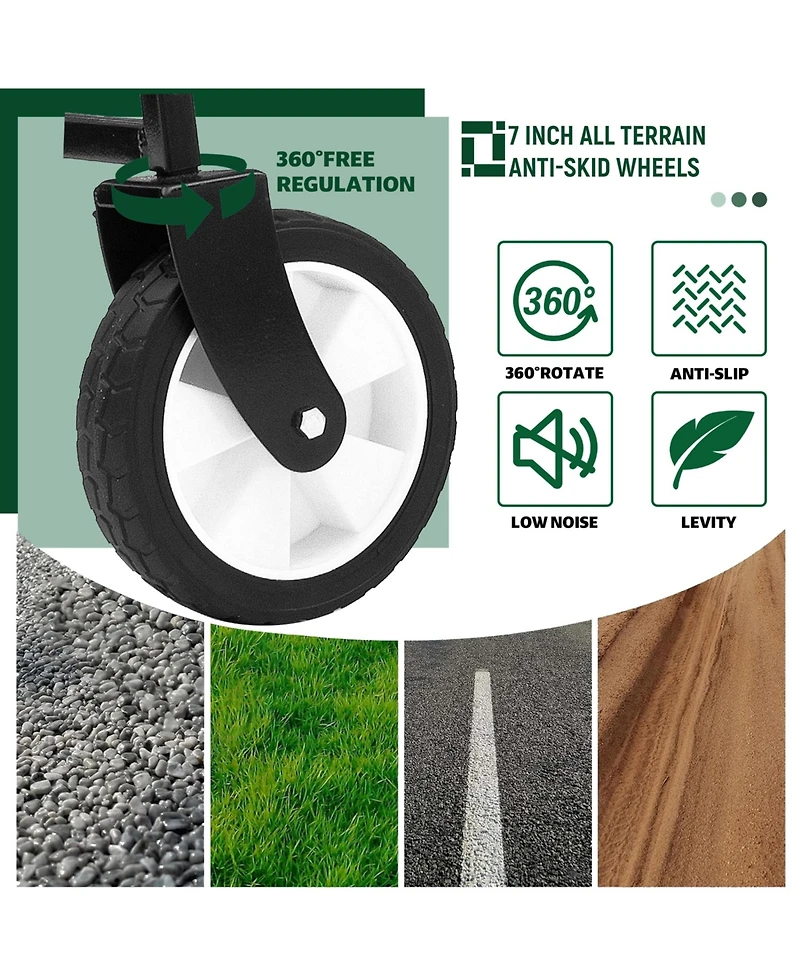 Mondawe 360lbs Collapsible Storage Wagon Utility Carts with Strapping System, 3-Piece Liner