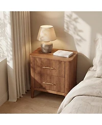 Tribesigns Wood Nightstand with 2-Drawers, Modern End Tables, Bedside Table, Walnut