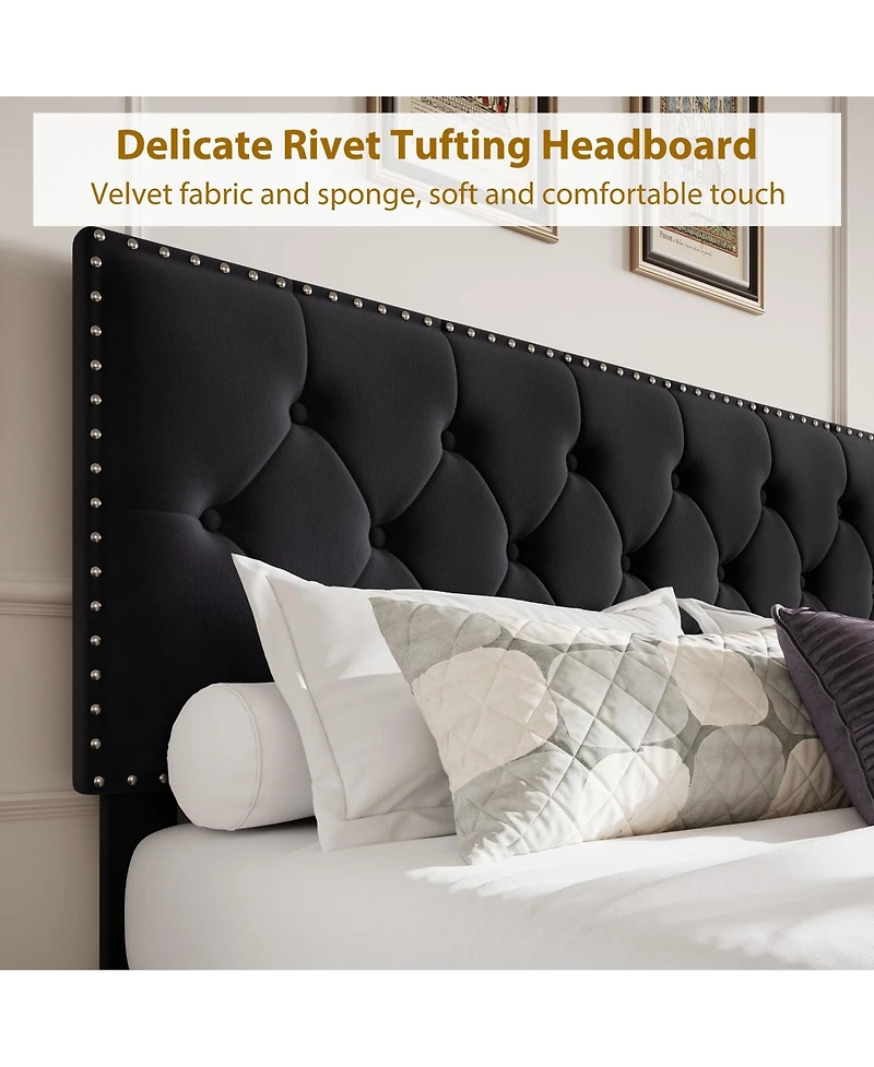 Homfan Upholstered Bed Frame with 2 Storage Drawers