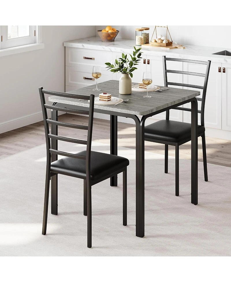 gaomon 3-Piece Small Kitchen Table Set for 2, Modern Square Dinette, Compact Indoor Dining for Breakfast Nook
