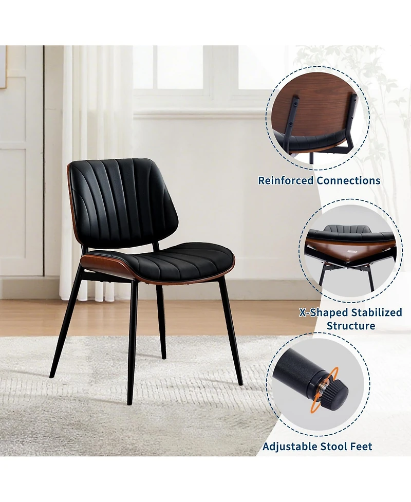 gaomon Dining Chairs Set of 2, Modern Pu Leather Upholstered Accent Chairs with Striped Design
