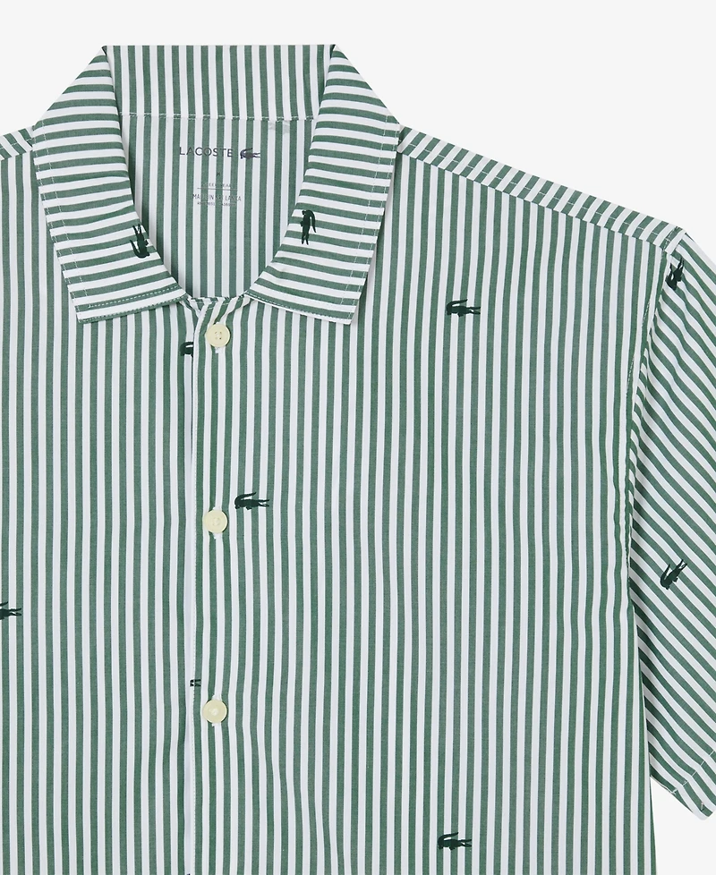 Lacoste Men's Striped Short-Sleeve Shirt and Pajama Shorts, 2-Piece Set