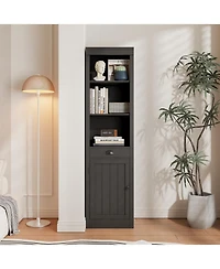 gaomon Tall Modern Bookcase with 3 Shelves and Large Storage Cabinet, Adjustable Sideboard