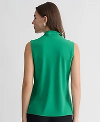 Kasper Women's Solid Sleeveless Tie-Neck Blouse, Regular & Petite