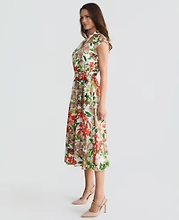 Kasper Women's Cap-Sleeve Drawstring Midi Dress