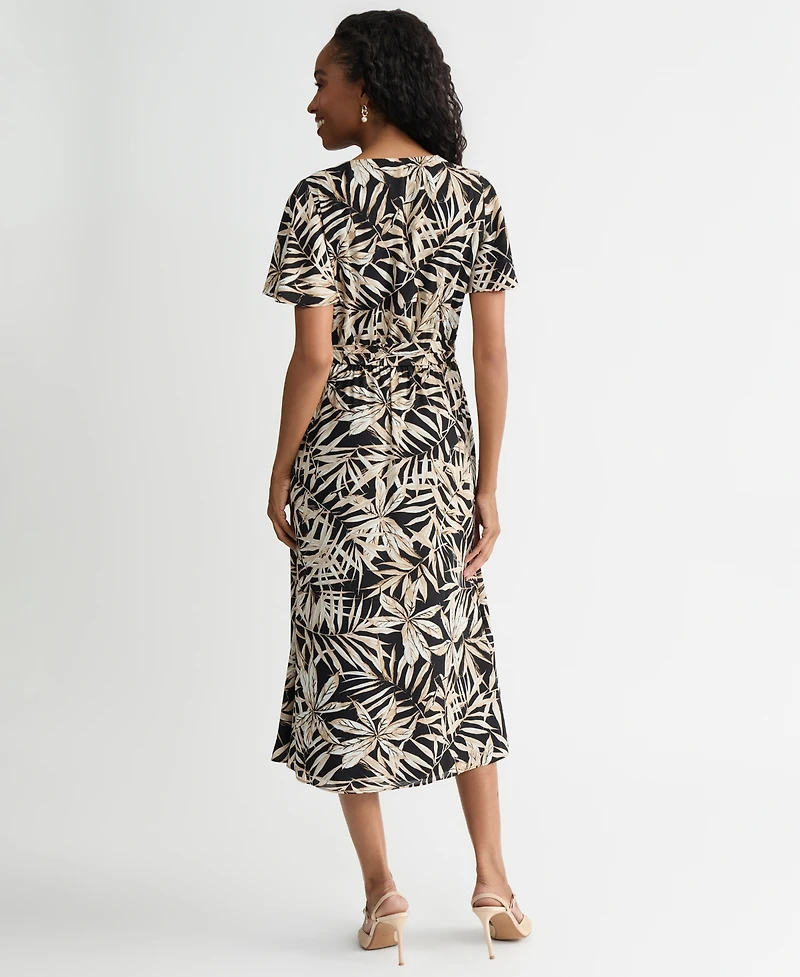 Kasper Women's V-Neck Flutter-Sleeve Midi Dress