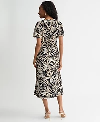 Kasper Women's V-Neck Flutter-Sleeve Midi Dress