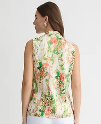 Kasper Women's Floral-Print Sleeveless Tie-Neck Top