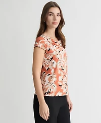 Kasper Women's Cowl-Neck Cap-Sleeve Top