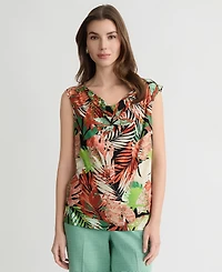 Kasper Women's Printed Sleeveless Cowl-Neck Top