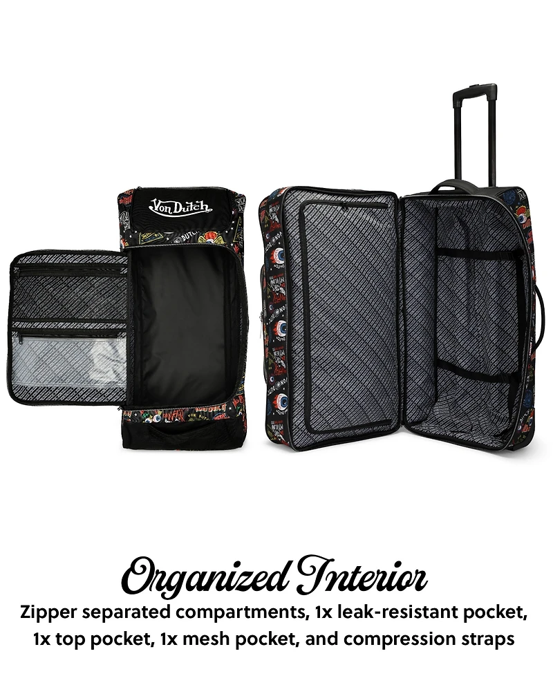 Von Dutch Jax 28" Checked Rolling Duffel