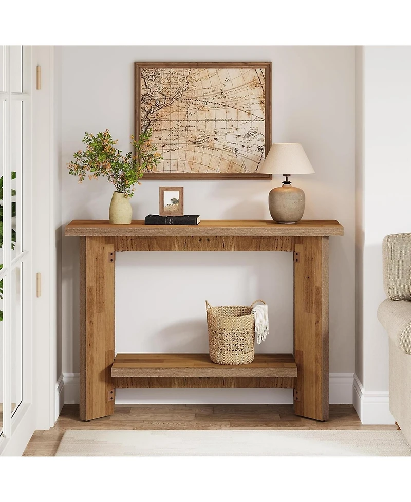 Tribesigns 41 Inches Rustic Sofa Console Table with Storage Shelf, 2-Tier