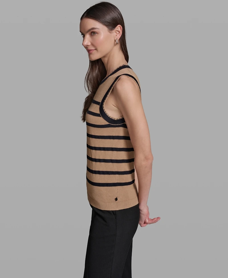 Karl Lagerfeld Paris Women's Sleeveless Stripe Sweater