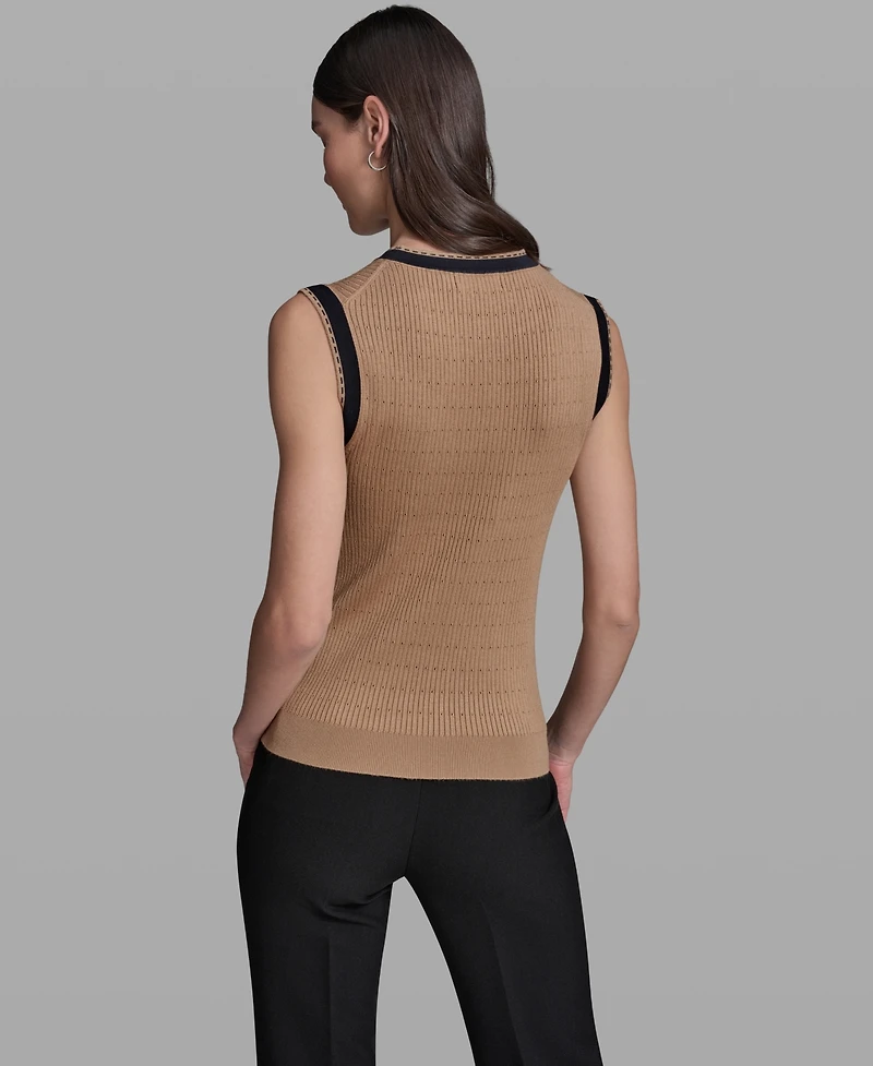 Karl Lagerfeld Paris Women's Crewneck Sleeveless Sweater