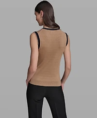 Karl Lagerfeld Paris Women's Crewneck Sleeveless Sweater