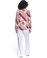 Karl Lagerfeld Paris Women's Collared Long-Sleeve Top