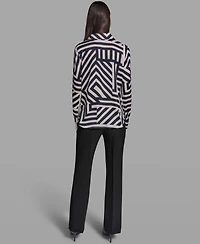 Karl Lagerfeld Paris Women's Collared Long-Sleeve Top