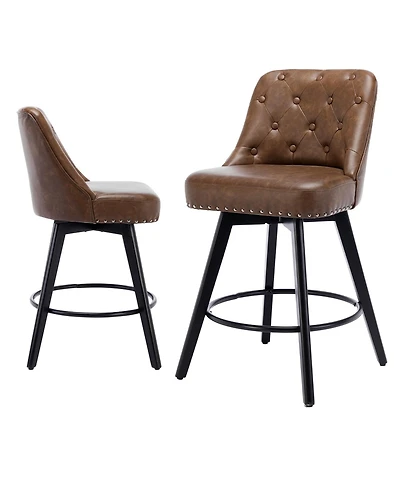 gaomon Bar Stools Set of 2, Seat Height Swivel Bar Chairs with Upholstered Seat and Footrest