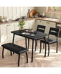gaomon 4-Piece Farmhouse Dining Set with 2 Chairs and Bench for Small Spaces