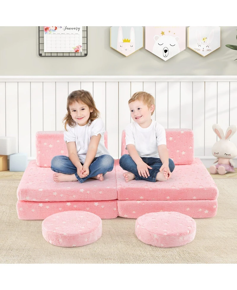 Gouun Glow-in-the-Dark Modular Play Couch Set for Kids with Handles