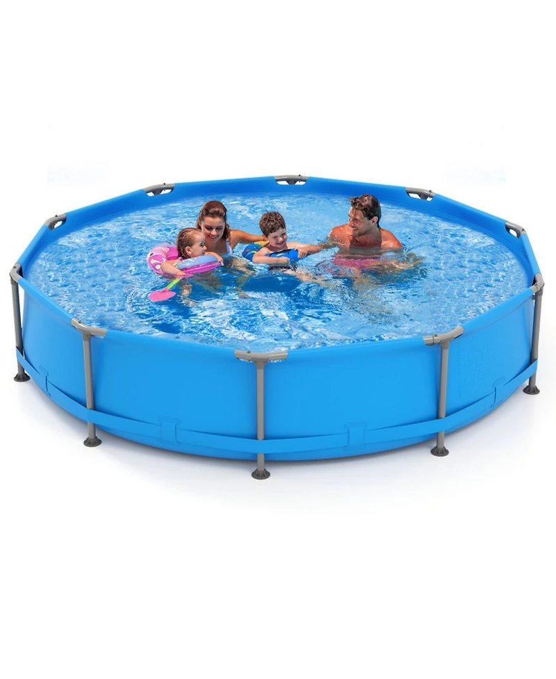 Gouun 12 ft Round Above Ground Swimming Pool with Sturdy Metal Frame