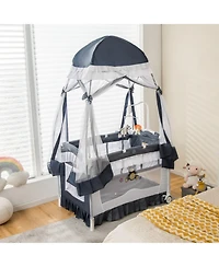 Gouun Baby 4-in-1 Convertible Bassinet with Changing Table, Music Box and Wheels