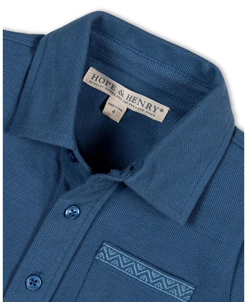 Hope and Henry Toddler Boys' Organic Short Sleeve Pique Shirt