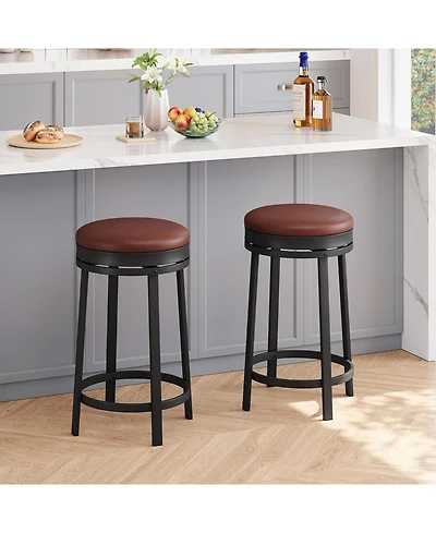 gaomon Dining Chair Swivel Bar Stool Set of 2 24.4 inch Counter Height Bar Stool for Kitchen Dining Room