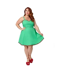 Unique Vintage Plus 1950s Sleeveless Cotton Flare Dress