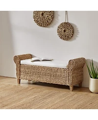 Hulala Home Anesty Upholstered Flip Top Storage Bench with Solid Wood Legs and Segmented Pockets