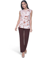 Calvin Klein Petite Printed Cowl Neck Sleeveless Blouse