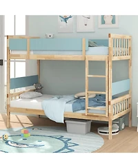 Slickblue Bunk Bed with Ladder and Full-Length Guardrails for Kids