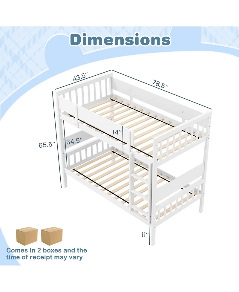 Slickblue Bunk Bed with Ladder and Full-Length Guardrails for Kids