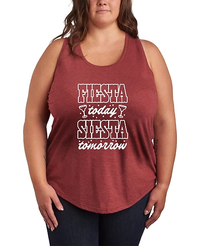 Hybrid Apparel Plus Size Instant Message Fiesta Today Siesta Tomorrow Racerback Graphic Tank Top