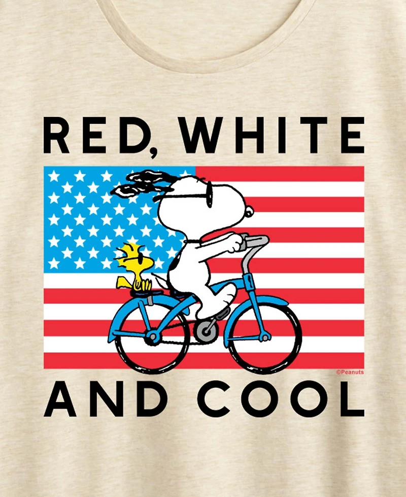 Hybrid Apparel Plus Peanuts Red White and Cool Bike Short-Sleeve Graphic T-Shirt