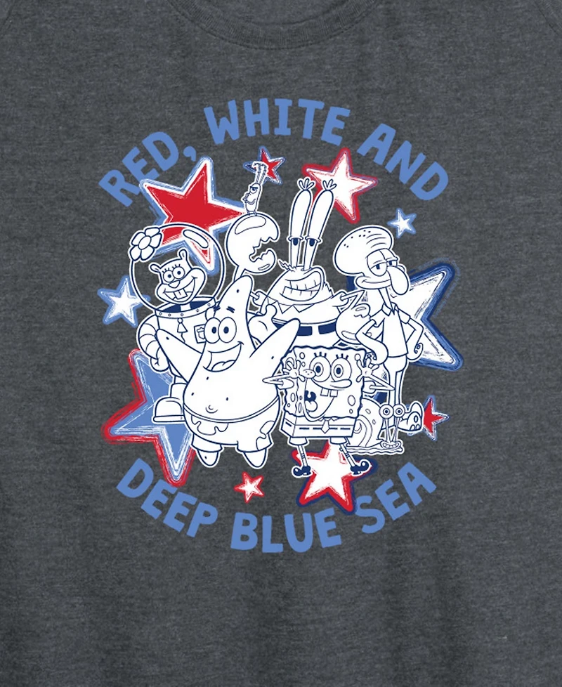 Hybrid Apparel Plus Size SpongeBob Square Pants Red White Deep Blue Sea Racerback Graphic Tank Top