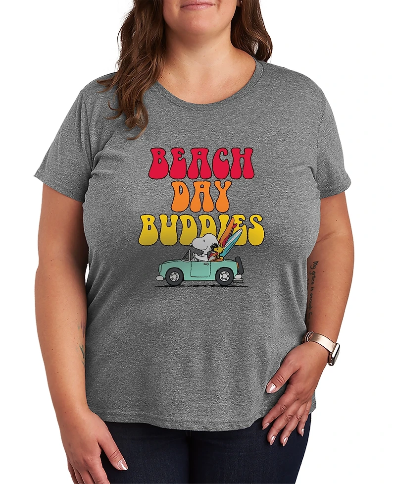 Hybrid Apparel Plus Peanuts Beach Day Buddies Short-Sleeve Graphic T-Shirt